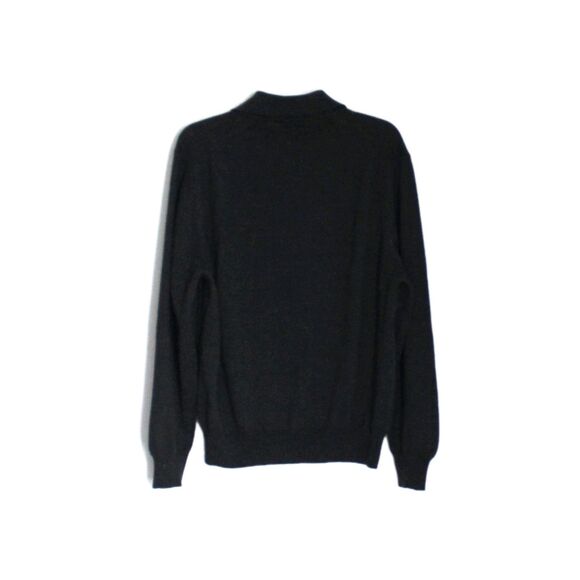 Linea Uomo Polo Merinoi Wool Collared Sweater Dark Gray Size L - Picture 4 of 5